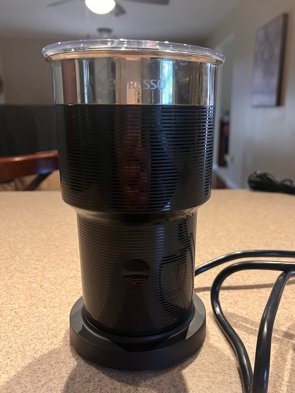 Nespresso Milk Frother in Black with Silver Trim